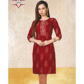 Falu Red Casual Office Wear Kurti for Women